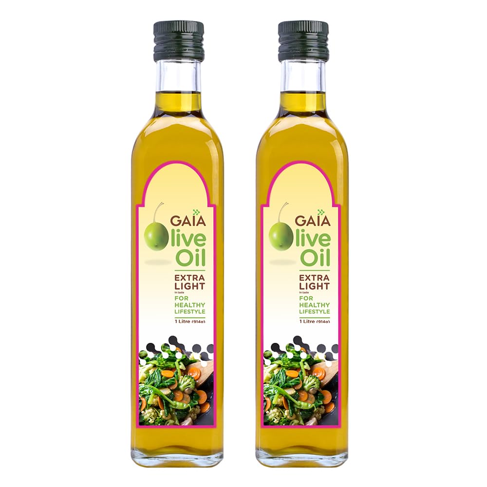 Extra Light Olive Oil (1L Bottle Pack of 2) Incredibly Healthy with Zero Cholesterol and Low Saturated Fat