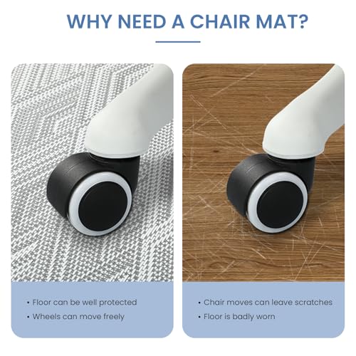 Image of Chair Mat for Hardwood & Tile Floor, 47 inch x 52 inch Heavy Duty Office Chair Mat for Rolling Chairs Easy Glide, Anti Slip, Non-Curve, Floor Protector for Home Office