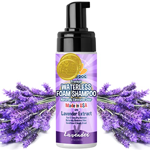 Bodhi Dog Waterless Shampoo - Natural Dry Shampoo for Dogs & Cats - Neutralizes Pet Odor - No Rinse Required - Made of Natural Extracts - Safe for Sensitive Skin - Made in USA - Lavender (8 Fl Oz)