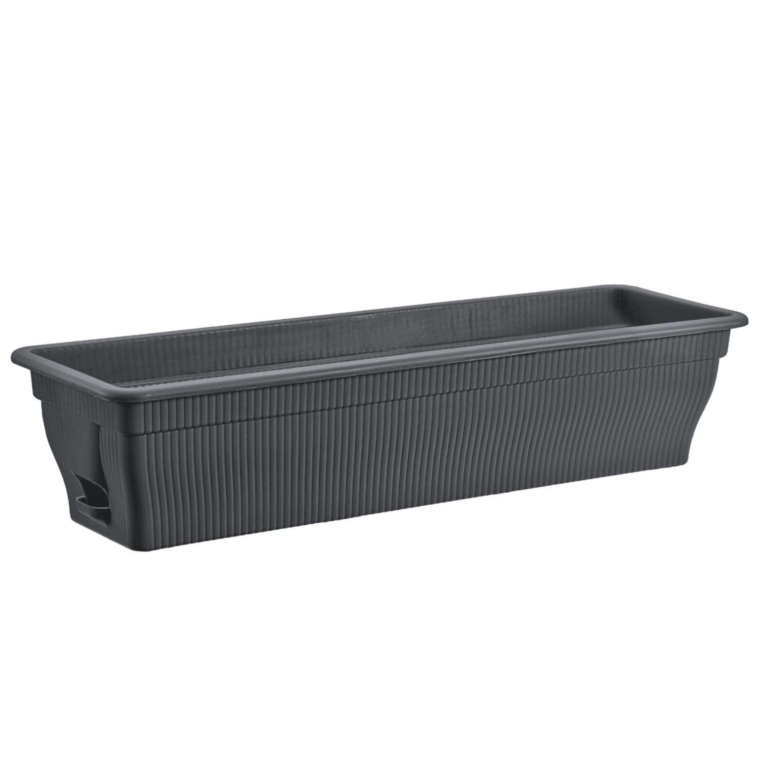 BURI Balcony Flower Box with Water Reservoir 100/80/55 cm - Flower Pot, Weatherproof Planter with Insert Made of UV-Resistant Plastic, Terracotta, Dark Brown (Anthracite, 80 cm)