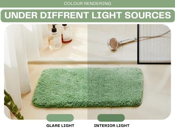 Image of SANMARINO Super Soft Shaggy Bathroom Rugs, Absorbent Thick Anti-Slip Microfiber Bath Rugs, Quick Dry Machine Washable Bath Mat for Bathroom Floor, Bathtub and Shower 17 inchx24 inch - Green
