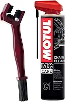 SPRAY PARA LIMPEZA DE CORRENTES ON/OFF ROAD - MOTUL - C1 CHAIN CLEAN - 400 ML + ESCOVA PARA LIMPAR CORRENTES DE TRANSMISSÃO BERING