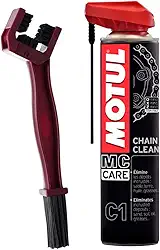 SPRAY PARA LIMPEZA DE CORRENTES ON/OFF ROAD - MOTUL - C1 CHAIN CLEAN - 400 ML + ESCOVA PARA LIMPAR CORRENTES DE TRANSMISSÃO BERING