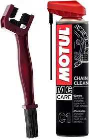 SPRAY PARA LIMPEZA DE CORRENTES ON/OFF ROAD - MOTUL - C1 CHAIN CLEAN - 400 ML + ESCOVA PARA LIMPAR CORRENTES DE TRANSMISSÃO BERING