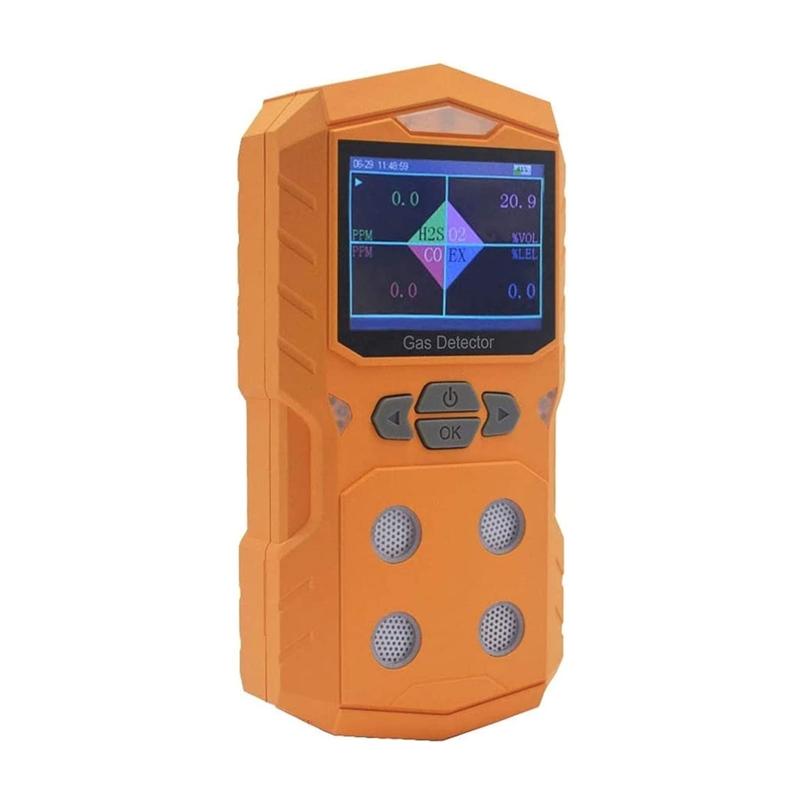 Détecteur de gaz 4 en 1 Analyseur Portable Moniteur Multi-gaz Écran Couleur avec Batterie Rechargeable Graphique Alarme Lumineuse sonore Tests précis(Giallo)