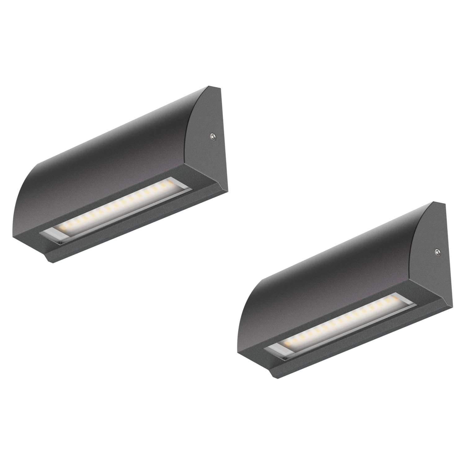 ledscom.de 2 LED wall Light/Staircase Light SEGIN for Outdoors, IP54, Flat, Downlight, Anthracite matt, Angular, 3.8 W, 265lm, Warm White