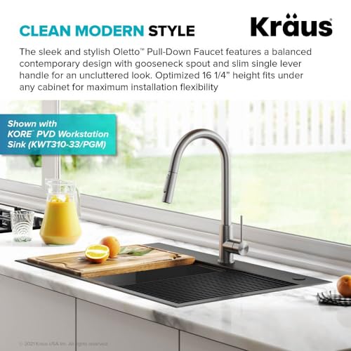 KRAUS-Oletto-Contemporary-Pull-Down-Single-Handle-Kitchen-Faucet-in-Spot-Free-Stainless-Steel-KPF-3104SFS KRAUS Oletto Contemporary Pull Down Single Handle Kitchen Faucet in Spot Free Stainless Steel KPF 3104SFS