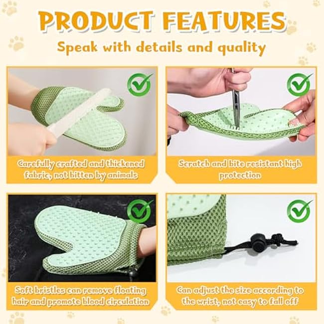 Pet Hair Removal Glove,2025 New All-in-One Grooming Mist Pet Hair Remover Gloves, Pet Hair Remover Glove for Cats & Dogs,Double-Sided Reusable Gloves for Couch, Clothing,Carpet (Green)-U8z7N26t