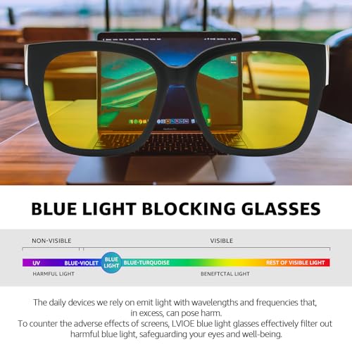 Image of LVIOE Blue Light Blocking Over Glasses Computer Gaming Phone TV Eyeglasses Reduce Eyestrain Improve Sleep Quality LB7511Y