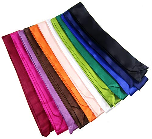 12 Set Mixed Designs Satin Head Hair Handbag Handle Highlights Scarf Tie Bundle2