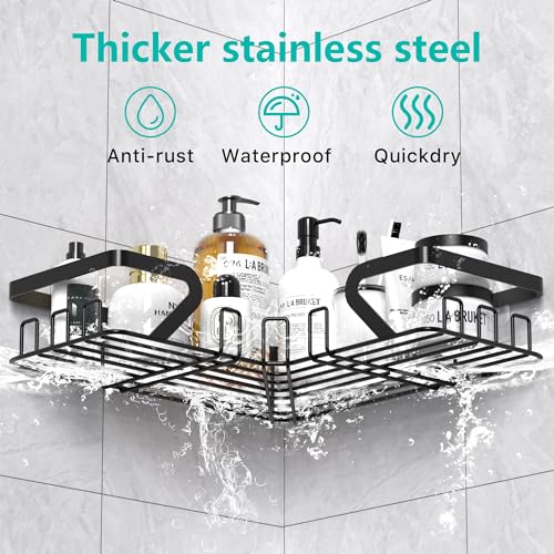 Kegii Corner Shower Caddy, Shower Corner Shelf, Bathroom Storage No Drilling, Adhesive Shampoo Organiser Rack, Bathroom Shelves Storage, Black Shower Accessories - Cosy Home Interiors Kegii Corner Shower Caddy, Shower Corner Shelf, Bathroom Storage No Drilling, Adhesive Shampoo Organiser Rack, Bathroom Shelves Storage, Black Shower Accessories - Image 3