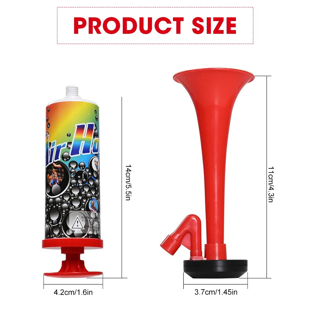 Tromba da Stadio, 2 Pezzi Trombetta da Stadio Forte,Corno da Stadio,Handheld Fanfare Air Horn Estremamente Forte,Tromba ad Aria Compressa per Feste,Partite di Calcio,Eventi Sportivi Rosso