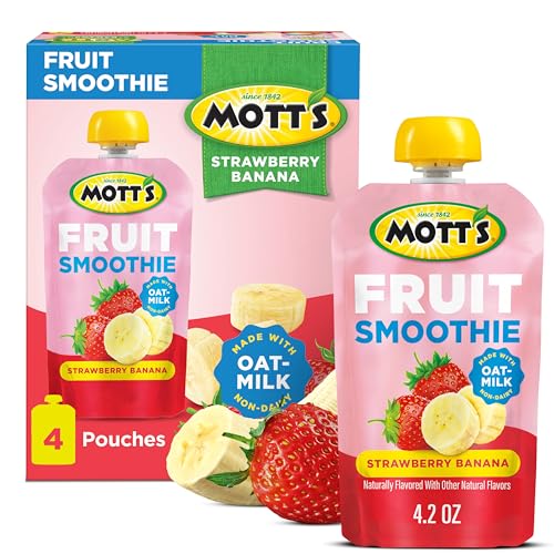Mott’s Fruit Smoothies Strawberry Banana, 4.2 oz clear pouches, 4