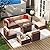 Aoxun 8PCS Patio Furniture Set with 40" Fire Pit Table Outdoor Sectional Sofa Sectional Wicker Furniture Set with Coffee Table for Patio Garden(8 PCS Brown)