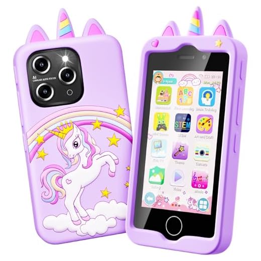 Kids Smart Phone for Girls, 4.0" Touchscreen Learning Music Puzzle-games Toddler Phone for Kids Ages 3-9, Dual Camera,Built-in 8G SD Card Kids Phone Toy, Birthday Gifts for Kids Cell Phone Toy, Purple
