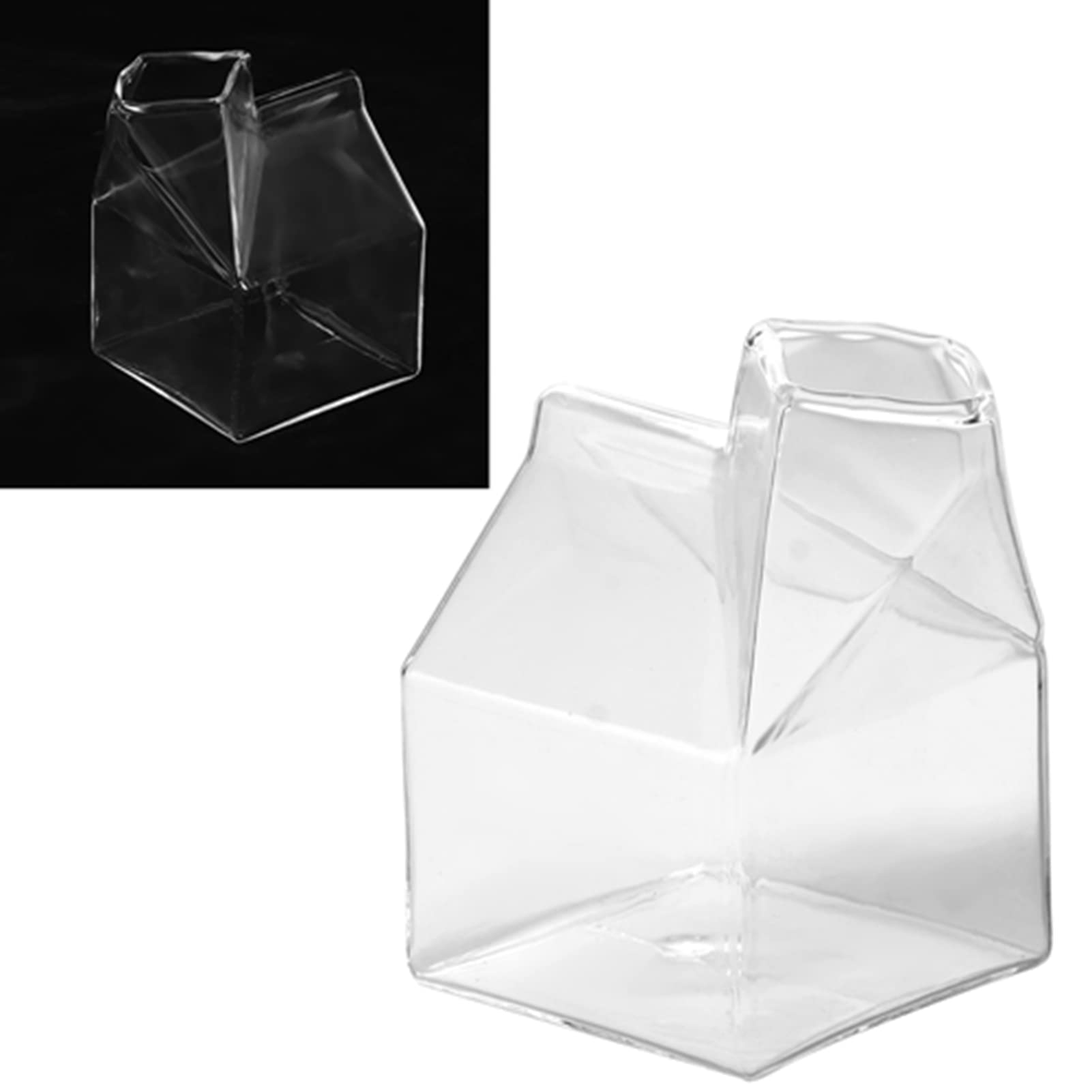 Transparent Cute House Shape Milk Glass Carton 250ml Pourer Container for Daily Breakfast Tea Coffee Milk Cup