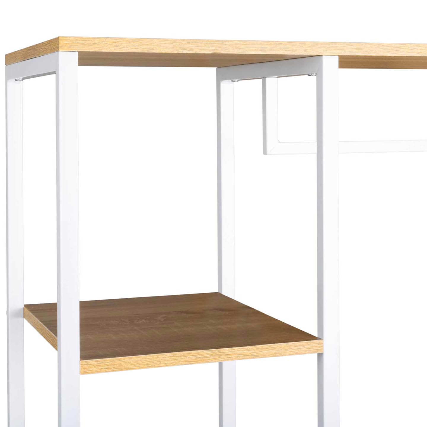 IDMarket - Armario para ropa con estantes DETROIT diseño industrial de madera y metal blanco, L. 90 cm