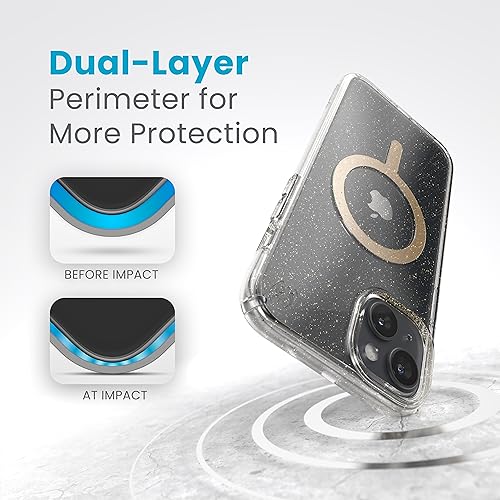 Image of Speck Presidio Lux Clear /Glitter MagSafe iPhone 15 Plus Case - 6.7 inch Slim Phone Case