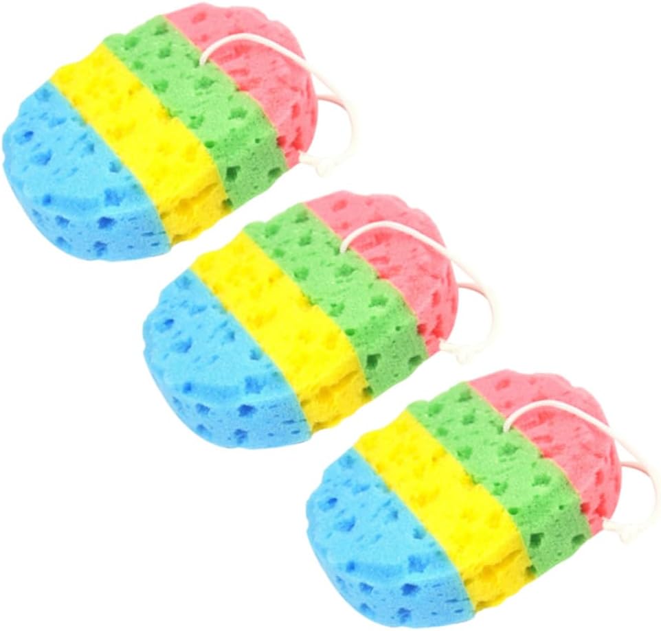 Didiseaon 3pcs Natural Seaweed Bath Sponges Oval Soft Exfoliating Scrubbers for Skin Massage and Dead Skin Removal Four Chic Colors Durable Bathing Tools for Bathroom Home Use
