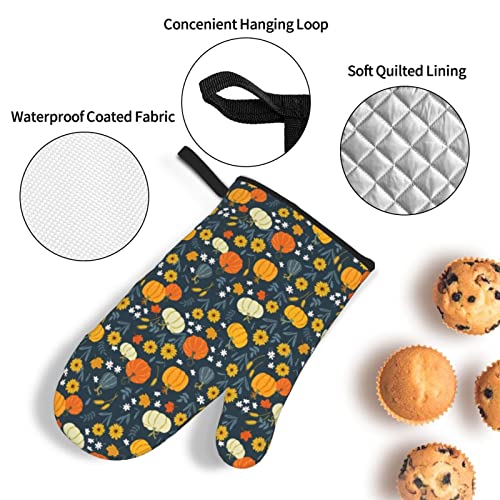 Oven Mitts And Pot Holders Sets Of 4 High Heat Resistant Pumpkins And Sunflowers Oven Mitts With Oven Gloves And Hot Pads Potholders For Kitchen Baking Cooking Bbq Non-Slip Cooking Mitts #TOP4