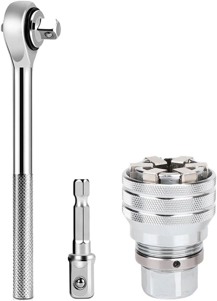 Adjustable Universal Socket Wrench, Professional 3/8" Inch to 3/4" Inch 10mm-19mm Universal Sockets Tools with 3/8" Drive Ratchet Torque Wrench