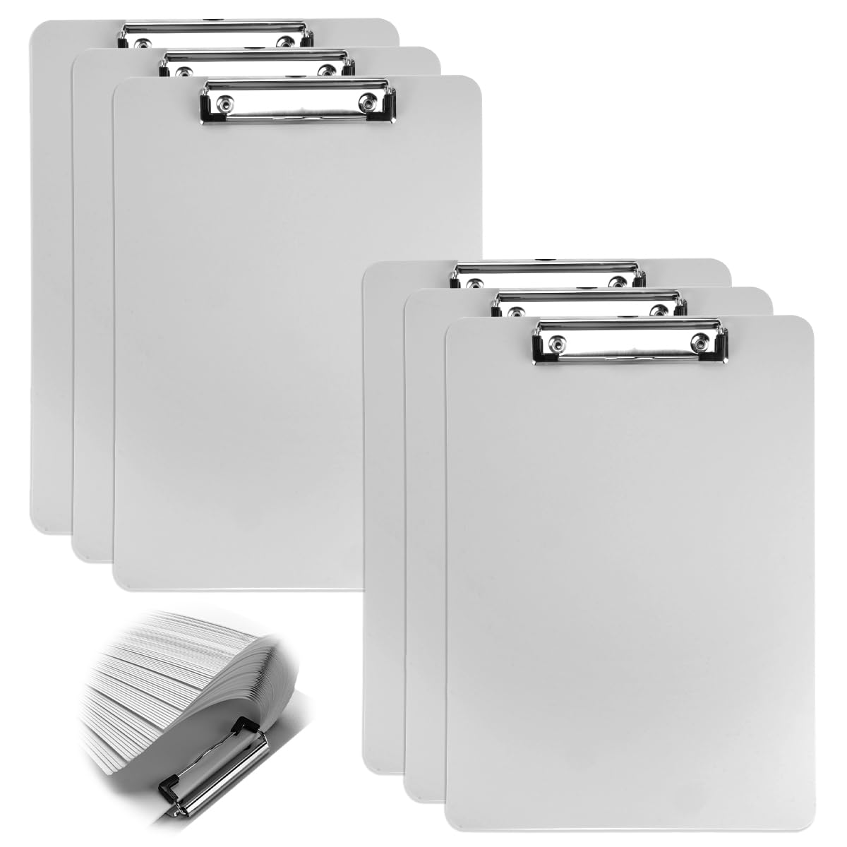 6 Pièces Porte Bloc A4 avec Pince,Clipboard Contenir 80 Feuilles A4 | Porte Documents en Plastique Résistant aux Chocs et à L'usure,Prancheta Grise Adapté aux Bureaux, écoles, Cliniques