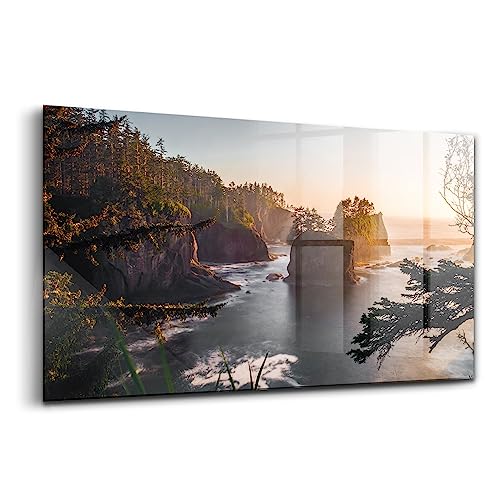 Peinture sur verre moderne coucher de soleil paysage 100x50cm