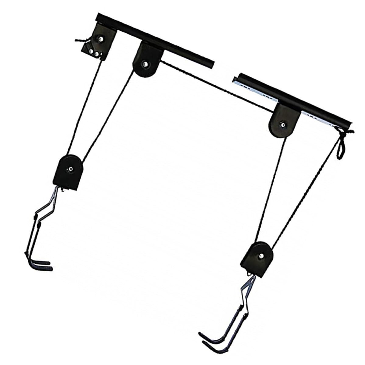 Yardwe Soporte de Pared para Bicicleta de Acero Negro Polea Conveniente y Ganchos, Ahorrador de Espacio Adecuado para Garaje y Almacenamiento Interior