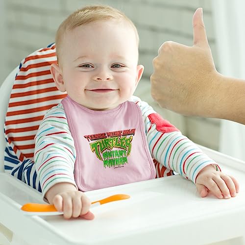 GRAPHICS & MORE TMNT Mutant Mayhem Logo Baby Bib - Pink3