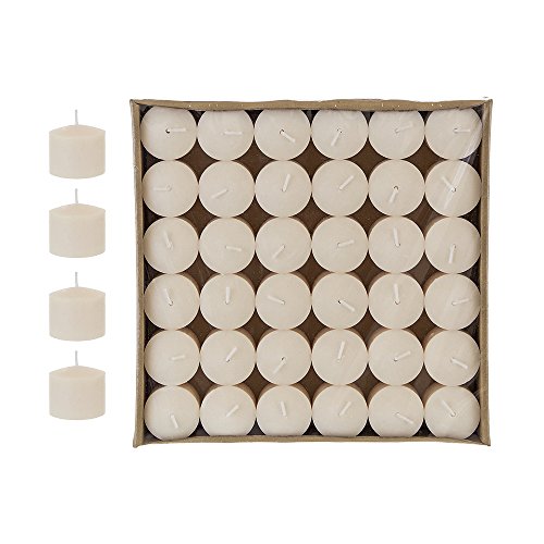 Mega Candles 72 pcs Unscented Ivory Votive Candles, Pressed Wax Candle 10 Hours 1.5 Inch x 1.38 Inch, Home Décor, Wedding Receptions, Baby Showers, Birthdays, Celebrations, Events, Prayers