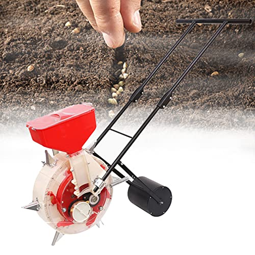 Sembradora de Rodillos de Empuje Manual con 6 Agujeros, aplicador de Fertilizante para césped y jardín, sembradora de Empuje de jardín, sembradora de maní de maíz, algodón y Soja, Profundidad de pla