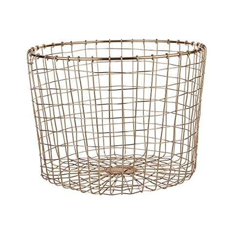Butlers Grid Metallkorb Größe M Ø 32 cm in Gold - Wäschekorb aus Eisen Cover