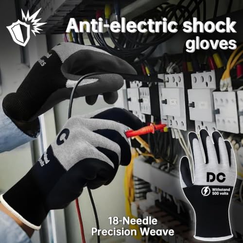 Image of DongChu Insulated Electrician Gloves 500V Voltage /Flame Retardant Touch-Screen Work Gloves, Electrical Rubber Non-slip Texture Design for Electricians Prevent Shock (XL)