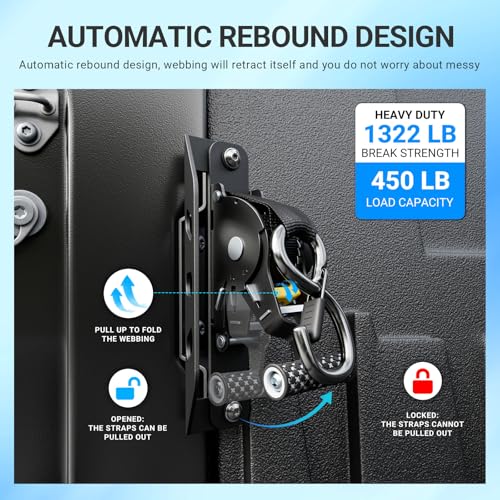Image of SZYANG 2PCS Retractable Ratchet Straps Compatible with 2022-2026 Toyota Tundra Retractable Tie Down Straps Replacement for 2022-2026 Toyota Tundra Accessories