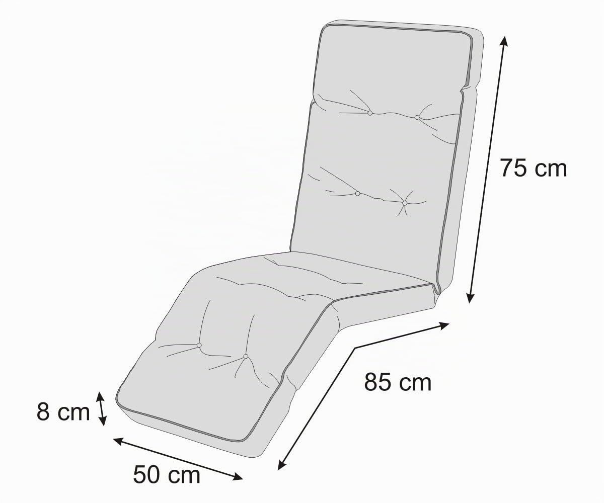 Gartenstuhlauflagen Hochlehner mit Kopfteil - Stuhlkissen für Gartenstühle und Klappstühle – Robust Stoff - Sonnenliegenkissen - Auflagen mit extra hohem Komfort 50x160 cm - Beige