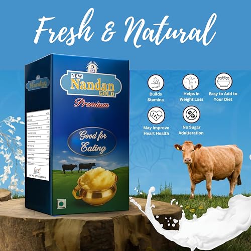 Image of Nandan Gold Vegetable Ghee | Rich, Aromatic, and Nutritious | Ideal for Cooking | 1L Pack of 3