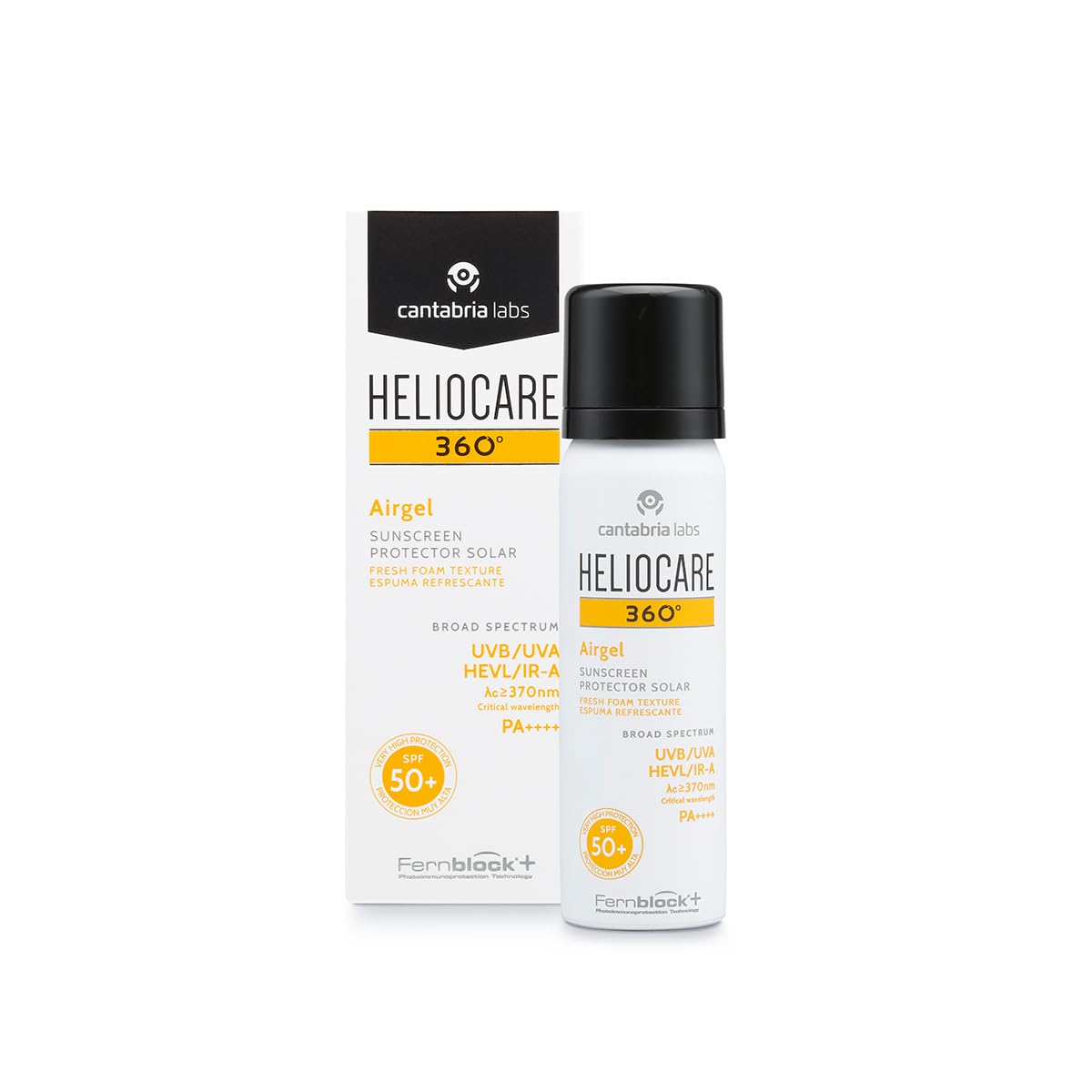 Heliocare 360 Airgel SPF50+ 60ml | Mousse Sunscreen for Face & Neck | UVA UVB Visible Light Infrared-A Anti-Ageing Sun Protection | Suits All Skin Types | Matte Finish | Supercharged with Antioxidants