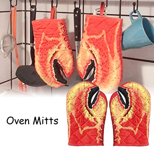 Lobster Claw Oven Mitts Quilted Cotton Lining Design Heat Resistant Pot