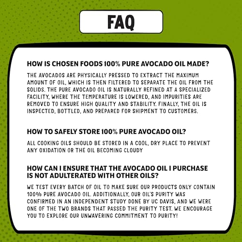 Image of Chosen Foods Avocado Oil, 25.4 Fl Oz - All Purpose Cooking Oil made from 100% Pure Avocados - Non-GMO, Gluten-Free, Keto Friendly, Glyphosate Free - 750mL (Pack Of 1)