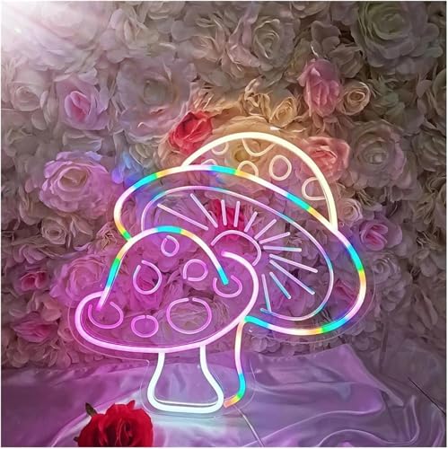 Panneau Néon Champignon Arc-en-ciel Idée Cadeau Luminaire Anniversaire