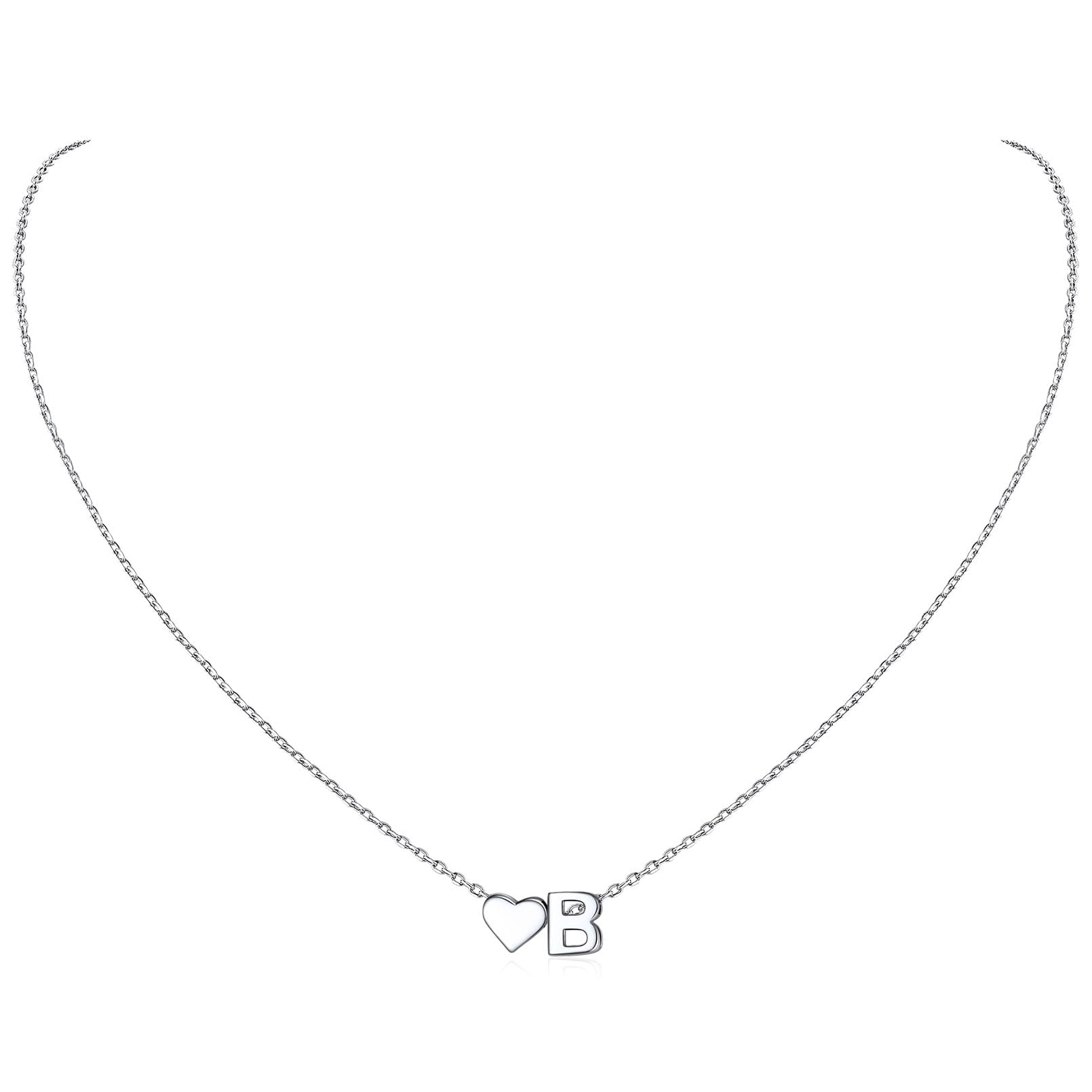 ChicSilver 925 Sterling Silver Heart Initial Necklaces for Women