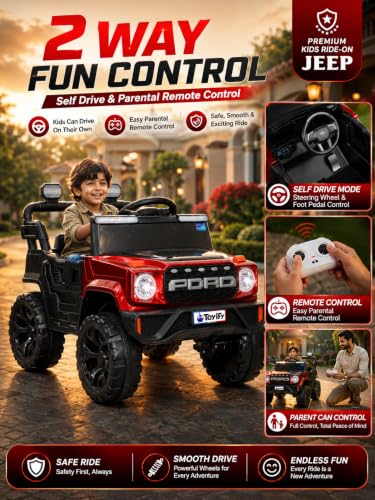 Image of Kids Electric Ride-On EV Car - Battery Operated with Dual Control (Manual + Steering)