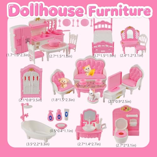 Muebles de casa de muñecas de 46 piezas escala 1:12 para crear mundos completos 6
