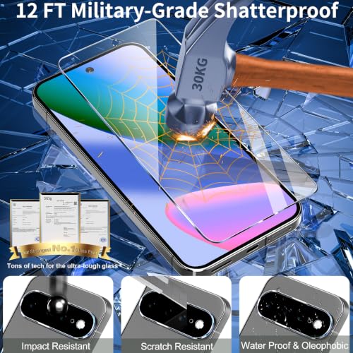 Image of 3 Pack for Google Pixel 11 XL Screen Protector Tempered Glass + 3 Pack Camera Lens Protector, Military Grade Shatterproof, 9H Hardness, Fingerprint Unlock,Case Friendly 6.8 Inch