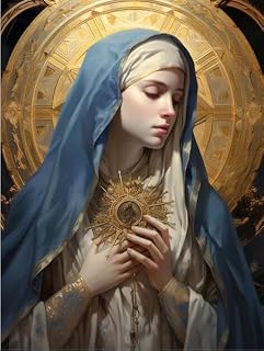 Jigsaw Wooden Puzzles 1000 Pieces Blue Veiled Figure with Golden Sacred Object Wooden Jigsaw for Adults: Educational Intellectual Toy, Home Decoration Art Gift, Veiled Devotee Sacred Item Theme