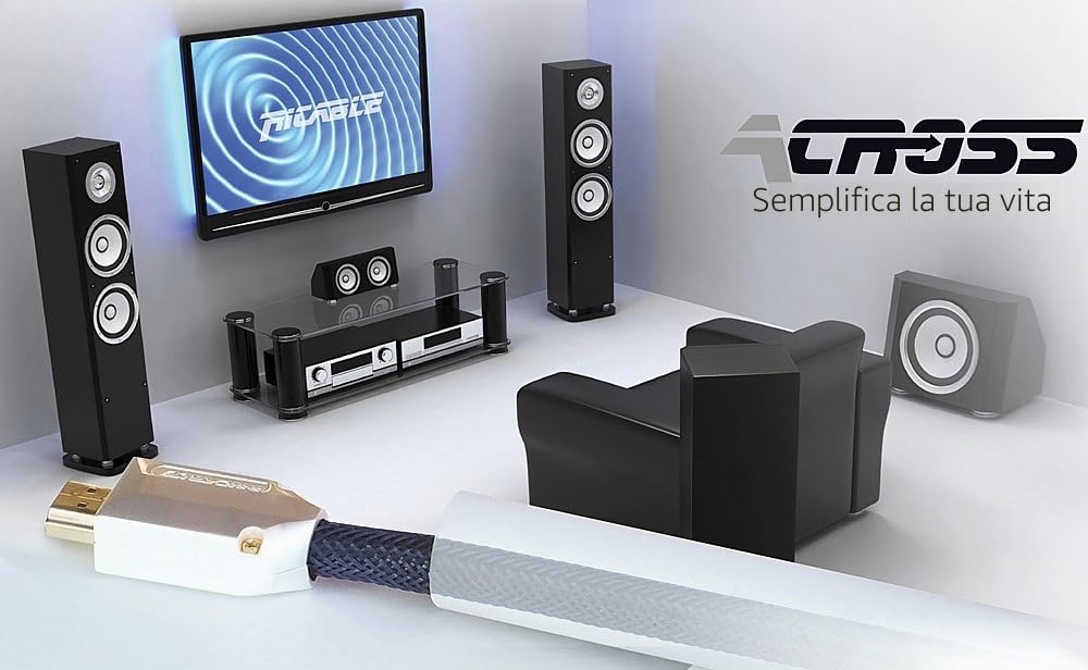 Ricable C1 Across 1 mt - Cavo HDMI 2.0 Ultra HD 4K HDR per CANALINE e CORRUGATI