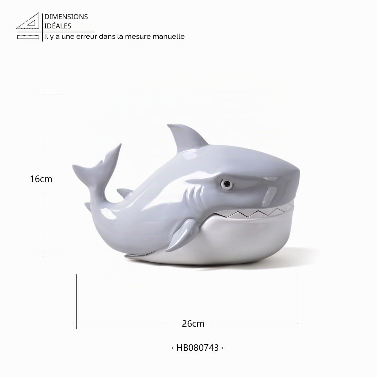 HAUCOZE Boite Biscuits Boîte à Bonbons, Requin Sculpture Océan Statue Moderne Sculpture Cadeau Objet Decoratif pour Cookies Stockage 26cm