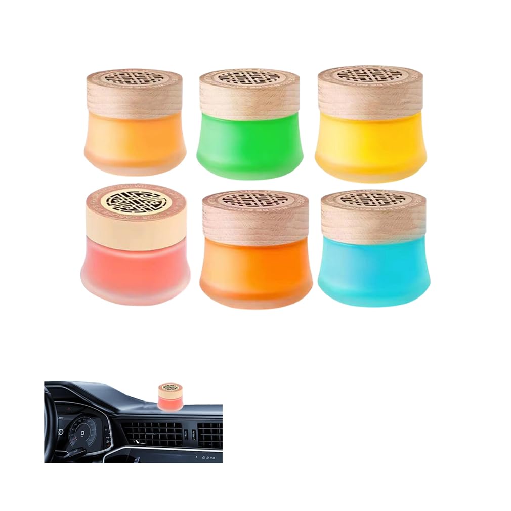 Festes Auto-lufterfrischungsgel Mit Holzdeckel, Lang Anhaltender Raumduft Für Auto, Kleiderschrank, Badezimmer Und Büro, Für Frühlingsreisen Und Den Täglichen Gebrauch (6PCS)