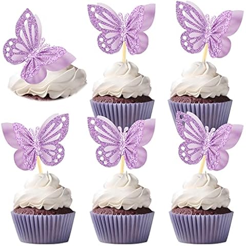 Chinco 48 Pcs Butterfly Cupcake Toppers Cover