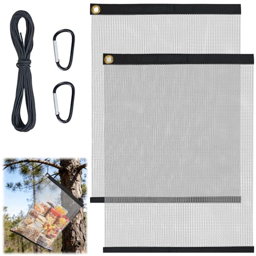 2 Pack Ultralight Rodent Proof Bear Bags 18 x 24in Wire Mesh Hanging Food Storage for Camping & Backpacking Critter Protection Kit Includes Nylon Rope & Carabiners for Easy Hanging